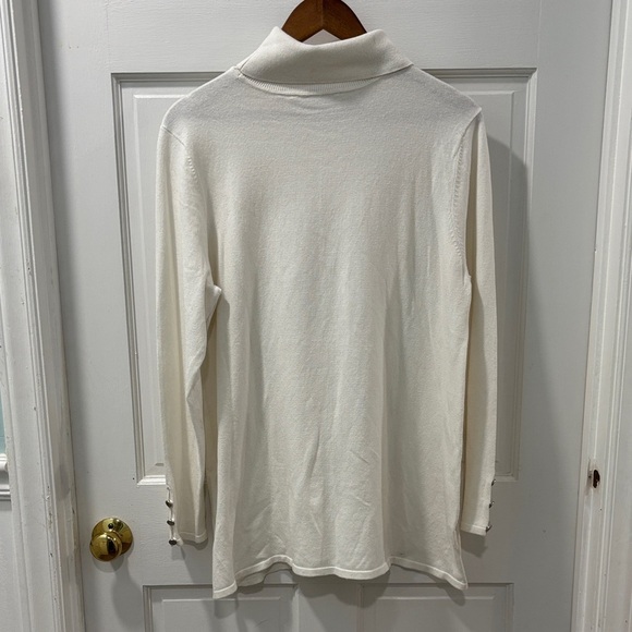 Soft Surroundings Lightweight Turtleneck Sweater Size Large Ivory Tunic Length - Picture 5 of 7